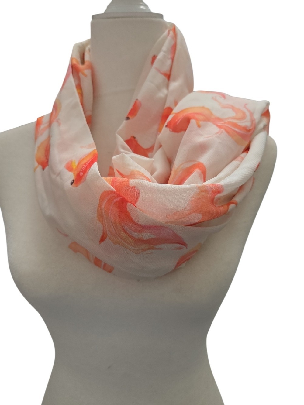 White Infinity Scarf Fish Print - Picture 4 of 5